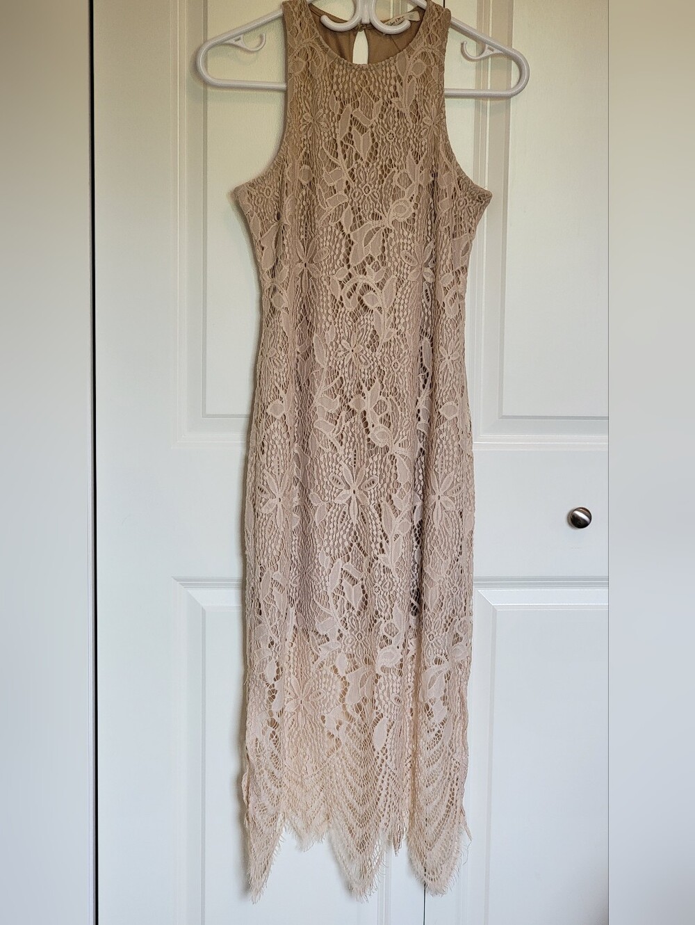 Love, Fire Cream Floral Lace Halter High-Low